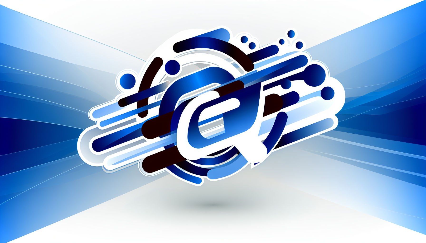Entwerfen Sie ein abstraktes Logo im Web 2.0-Stil für die fiktive Website affiliarena.com. Das Logo sollte Elemente darstellen, die Konnektivität, Zusammenarbeit und Wachstum symbolisieren. Die Farbpalette sollte aus tiefen Blau- und Weißtönen bestehen und elegante Linien mit dynamischen Formen aufweisen. Positionieren Sie das resultierende Logo über einem hellen Farbverlauf-Hintergrund, der von Weiß oben zu einem blassen Blau unten übergeht, um ein Gefühl für eine moderne digitale Umgebung zu vermitteln.