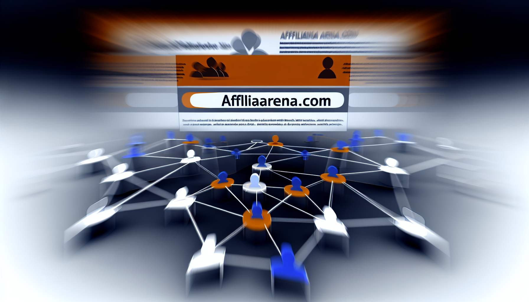 Stellen Sie sich ein Bild für eine hypothetische Website namens affiliarena.com vor. Der Schwerpunkt des Bildes sollte eine elegante, moderne digitale Arena sein, die vor Aktivität pulsiert. Es könnten abstrakte Darstellungen von Verbindungen enthalten sein, die Affiliierungen anzeigen. Die Farben sollten auffällig, aber dennoch professionell sein – denken Sie an Blau-, Orange- und Grautöne. Fügen Sie auch einige 3D-Effekte hinzu, um die dynamische Natur des digitalen Netzwerkens darzustellen.